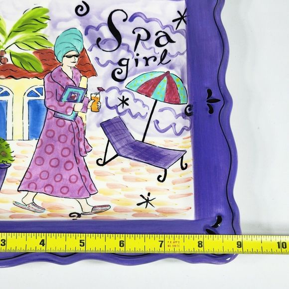 Trinket Dish Tray Jennifer Brinley Spa Girl Certified International 9 in x 9 in - Picture 5 of 5